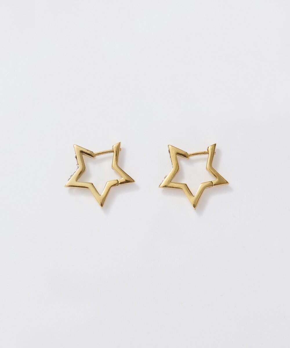 Phoebe 【金属アレルギー対応】ワンタッチライナースタービジューフープピアス　ゴールド 