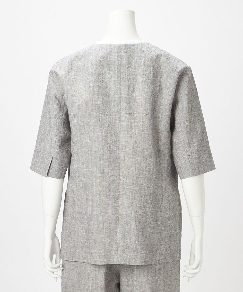 23区 【GOLD LABEL】ウールリネン ノーカラー ジャケット 