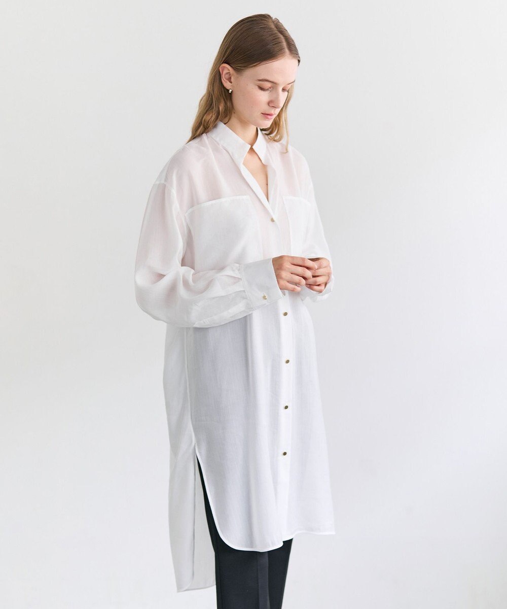 BEIGE， PAULINE / リネンヴィスコースオーバーサイズロングシャツ 