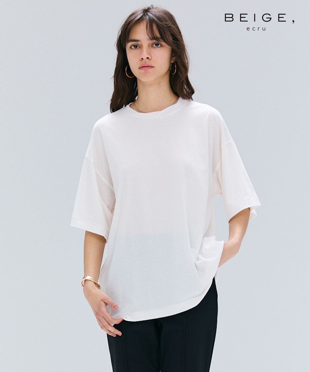 BEIGE， 【BEIGE,ecru/WEB限定・洗える】FINE DRY TOUCH / ねじりデザインコットンオーバーサイズTシャツ 
