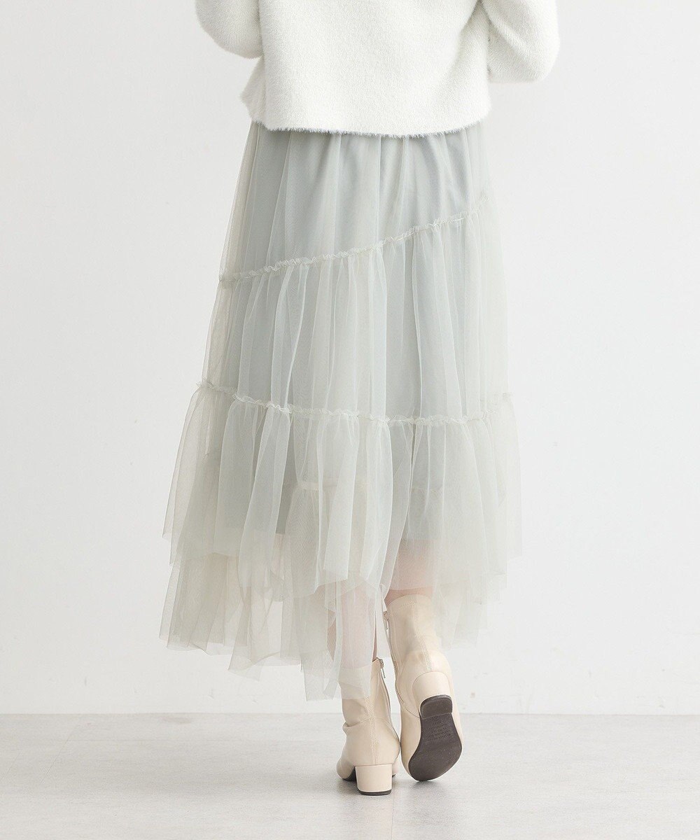 earth music&ecology イレギュラーヘム段々チュールスカート 