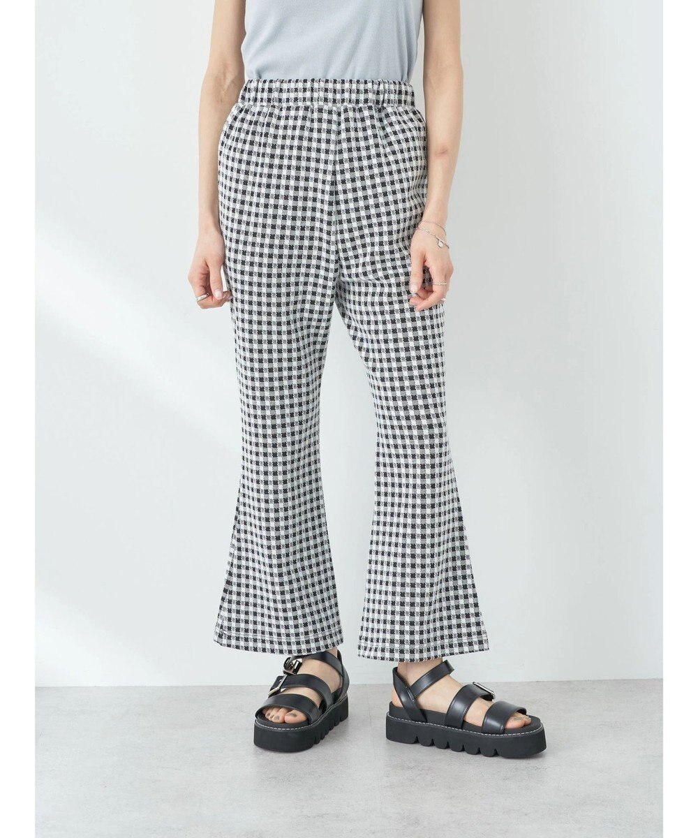 earth music&ecology チェックフレアイージーパンツ 