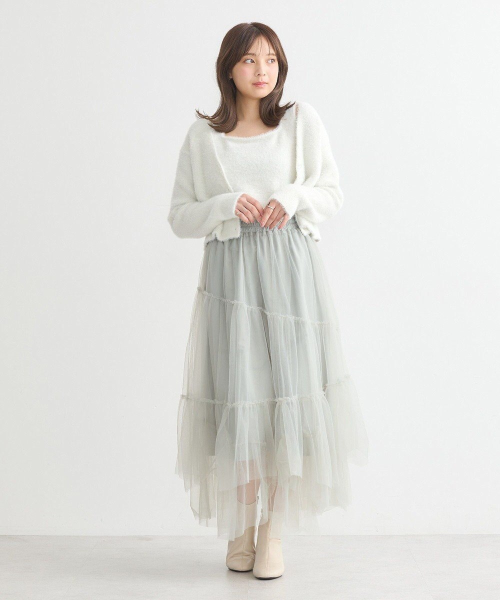 earth music&ecology イレギュラーヘム段々チュールスカート 