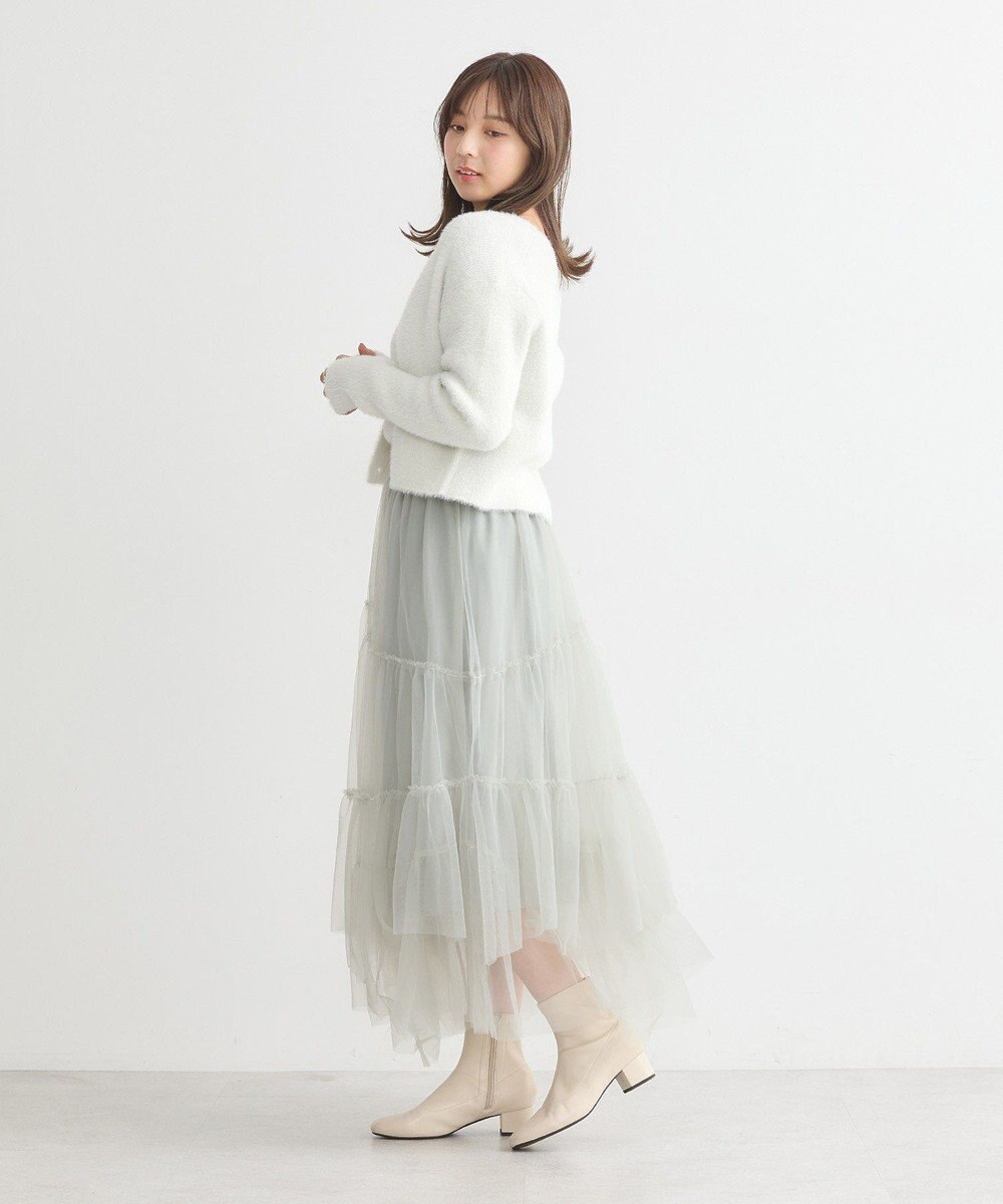 earth music&ecology イレギュラーヘム段々チュールスカート 