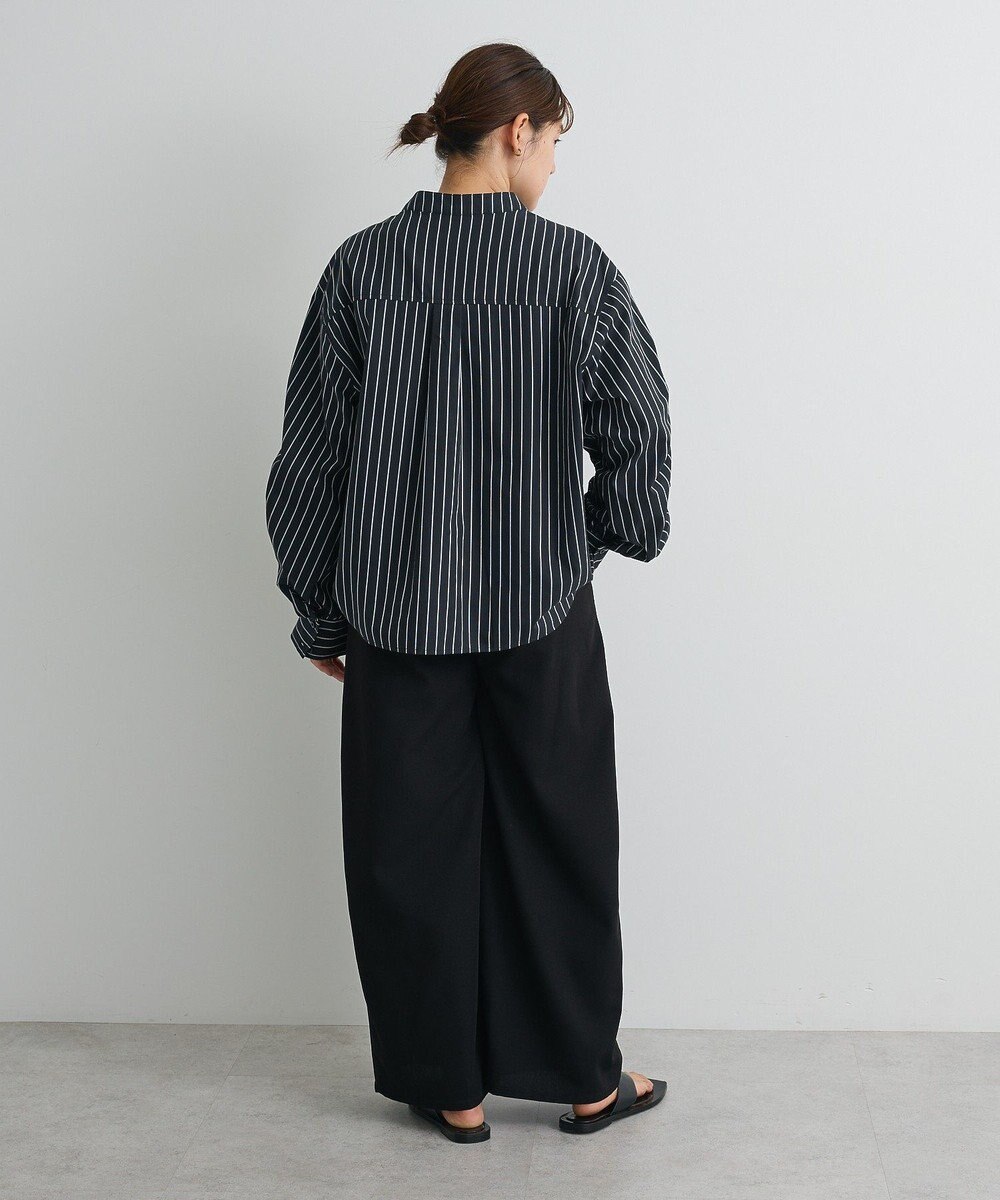 CRAFT STANDARD BOUTIQUE 袖シャーリングバンドカラーシャツ 