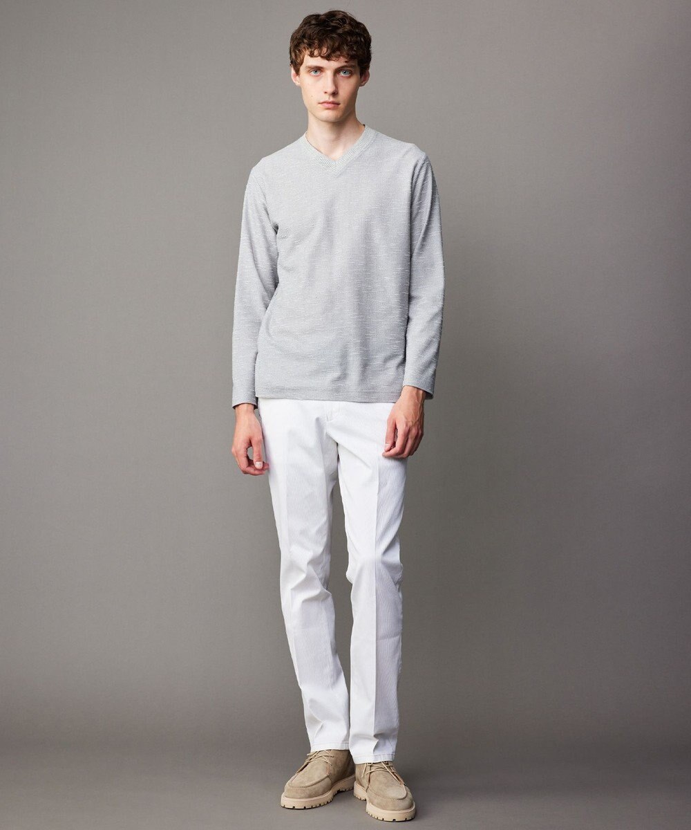 JOSEPH ABBOUD 【キングサイズ・オーガニックコットン/JAPANファブリック】スラブインレイ Vネック 長袖 Ｔシャツ 