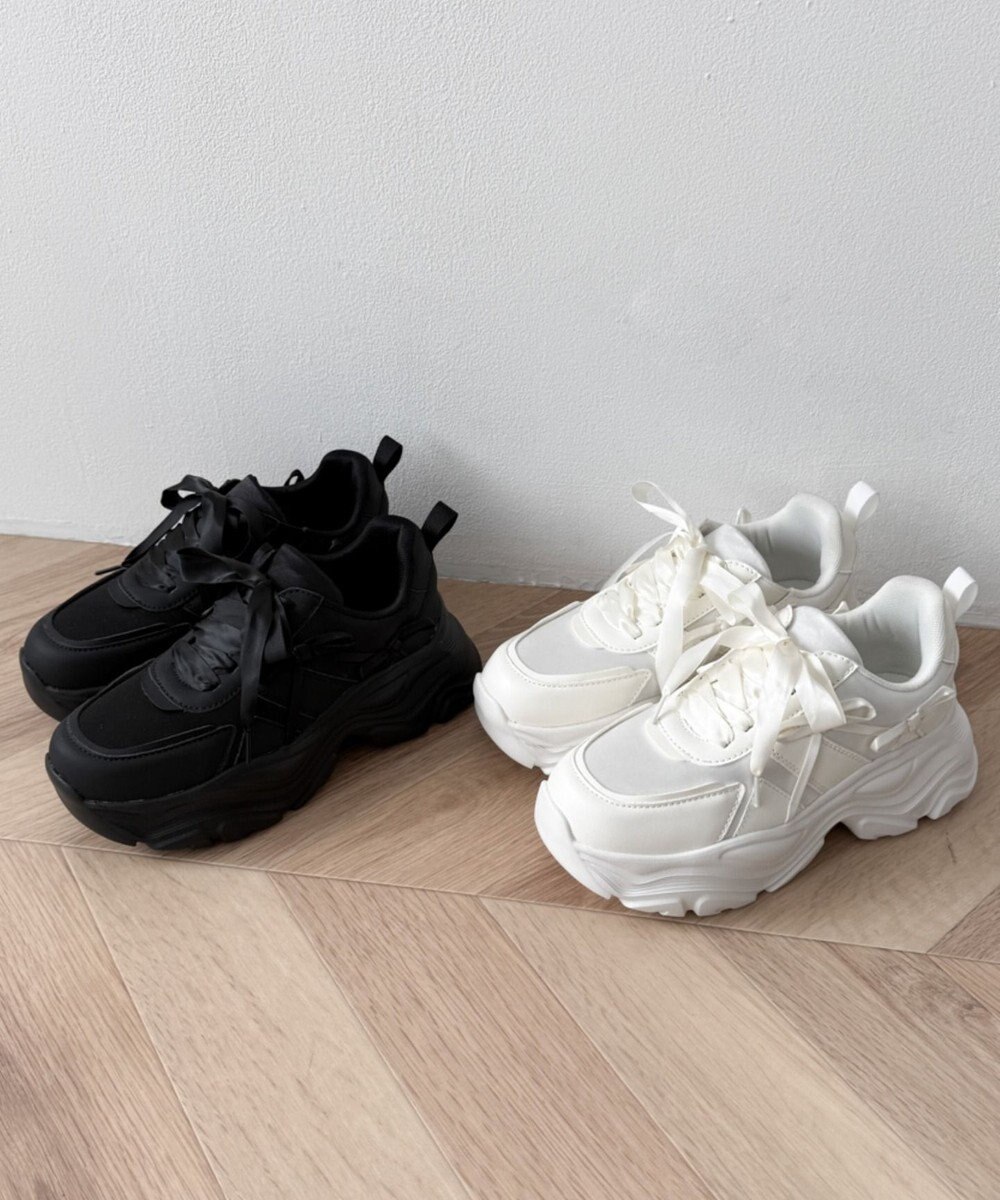 WEGO リボンデザイン厚底スニーカー 