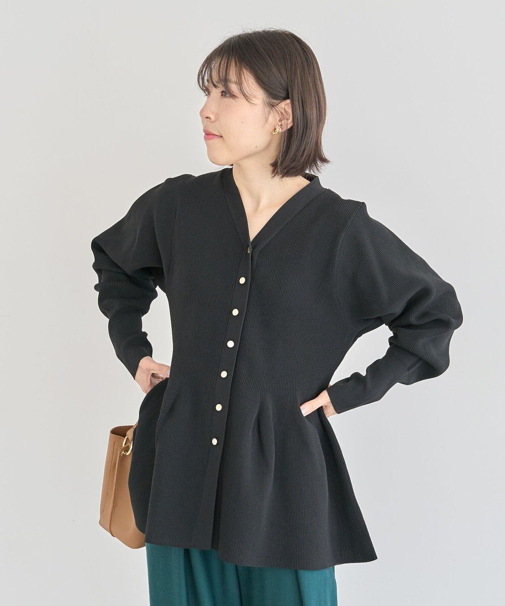 Green Parks 金釦ペプラムニットカーディガン 