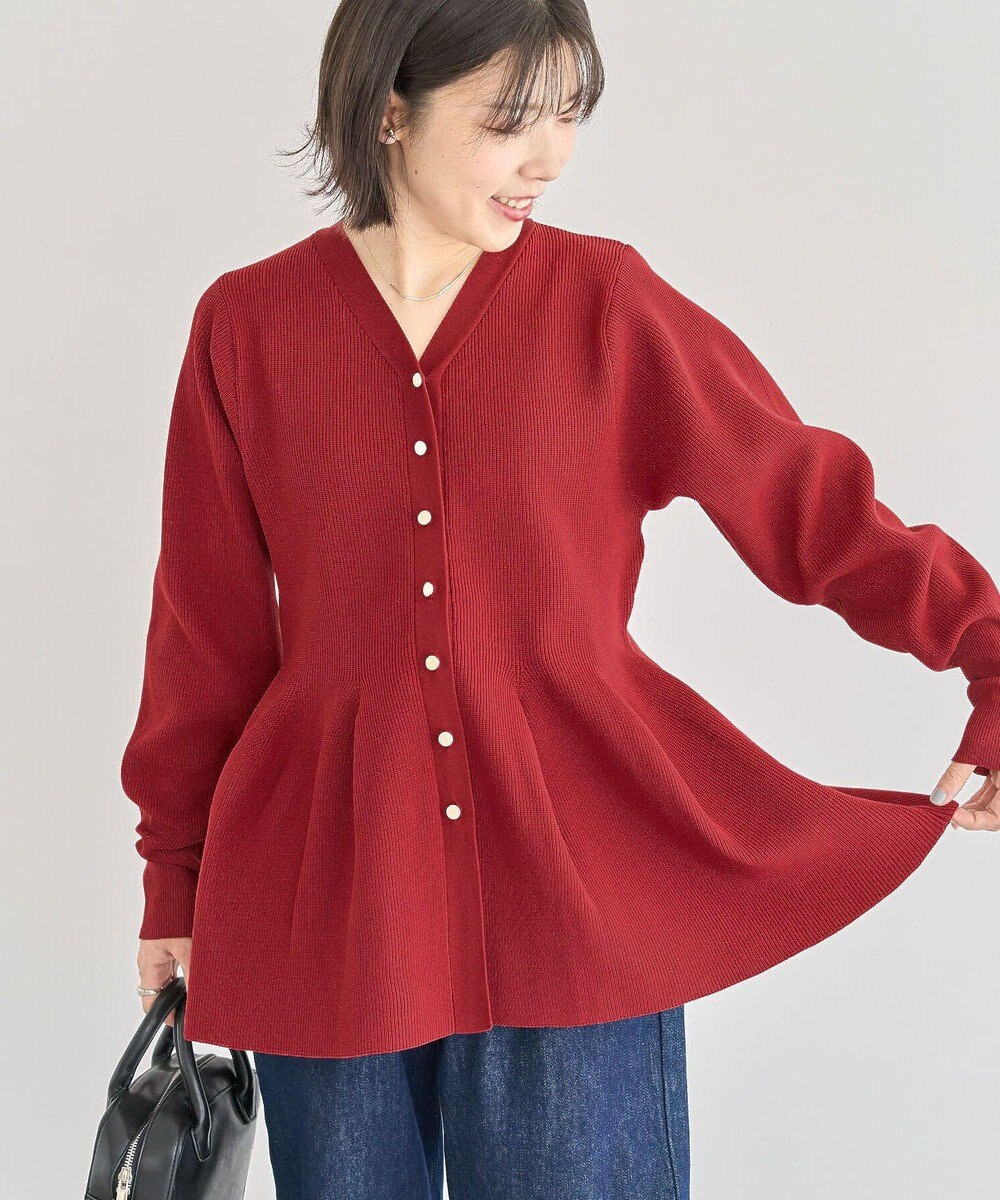 Green Parks 金釦ペプラムニットカーディガン 