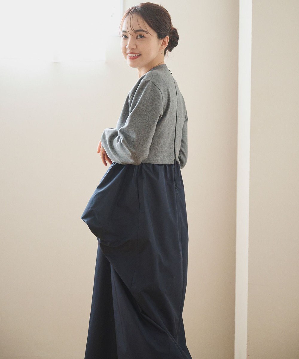 #Newans 【撥水/マシンウォッシャブル】クリオネシルエットコンビドレス 