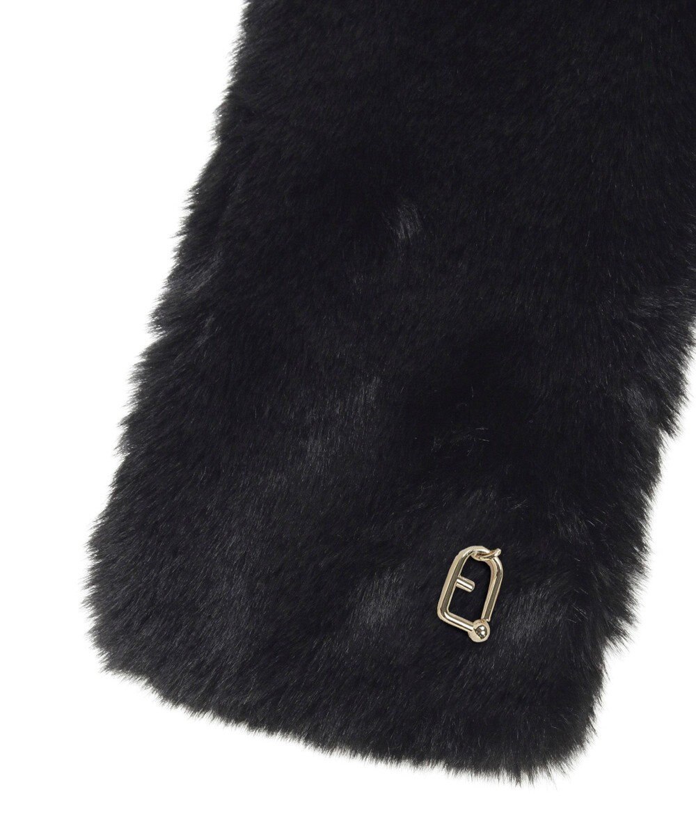 MOONBAT FURLA（フルラ）ベルト差し込みファーティペット アーチロゴ フェイクファー 