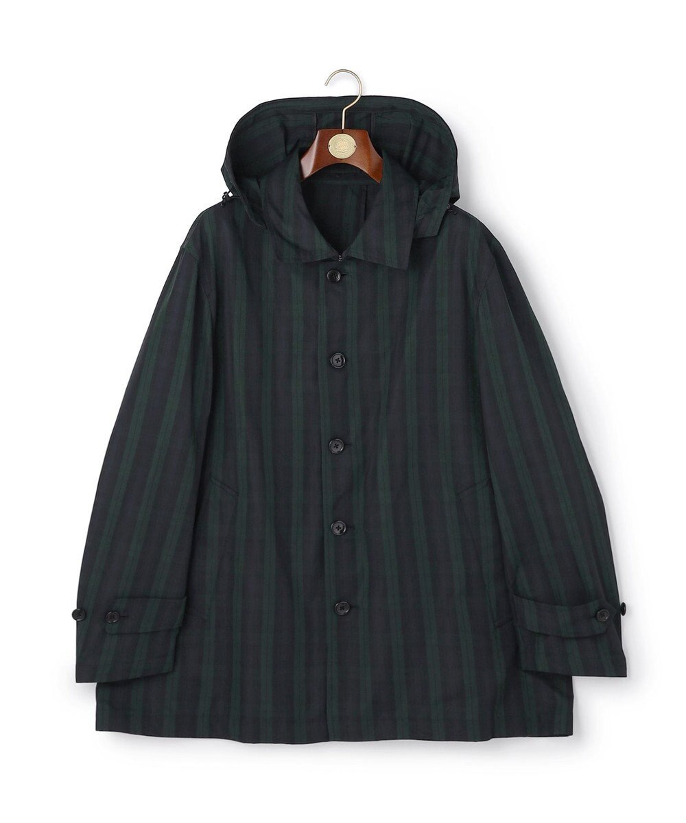 J.PRESS MEN 【KING SIZE】【オンオフ兼用 / ストレッチ / 撥水 / 洗える】トリコット3レイヤーバルマカンショートコート / フードデタッチャブル 