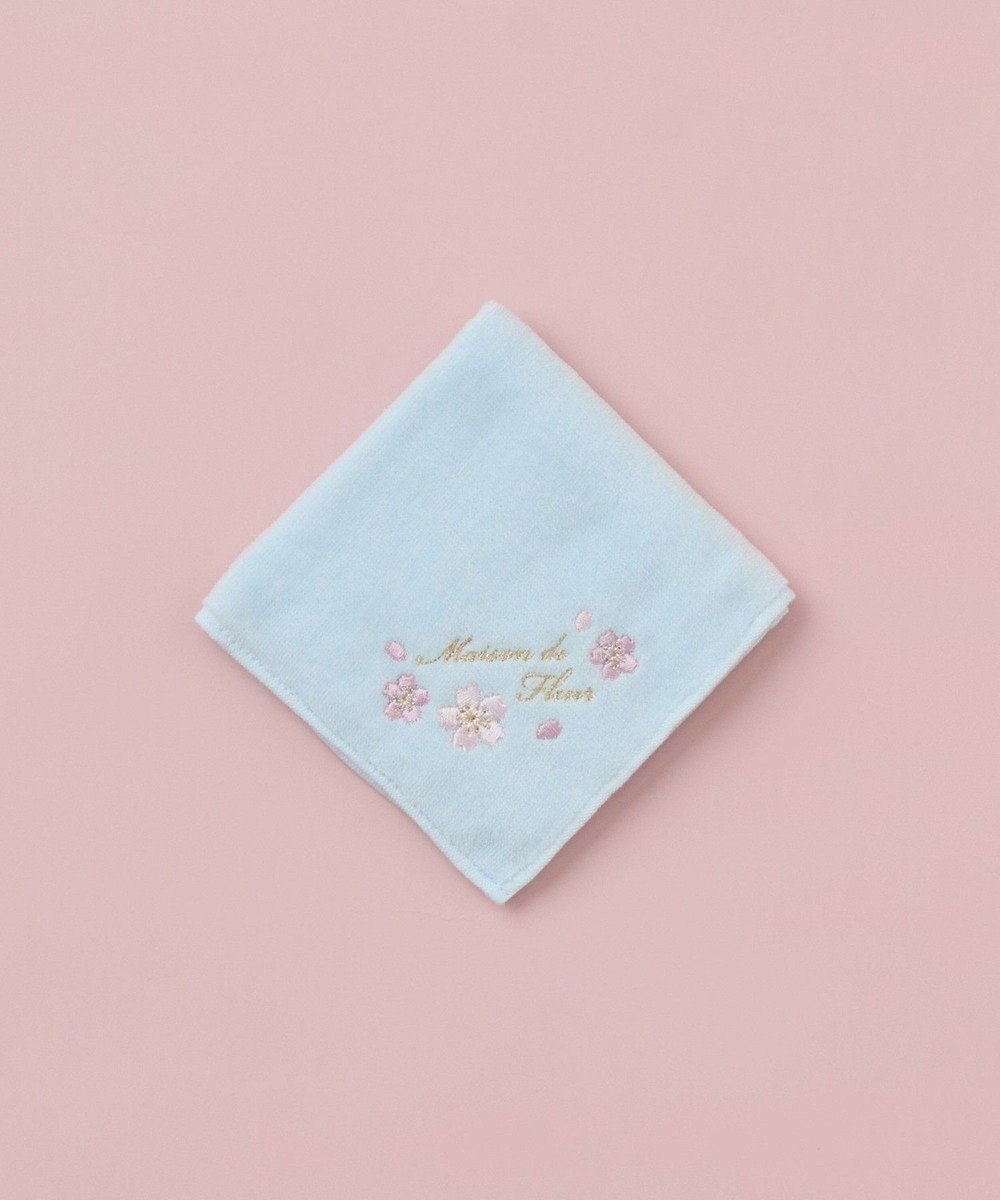 Maison de FLEUR サクラ刺繍タオルハンカチ 