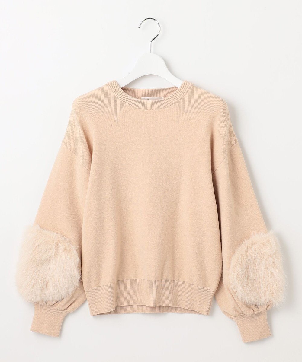 Feroux 【洗える】ファースリーブ ニットプルオーバー 