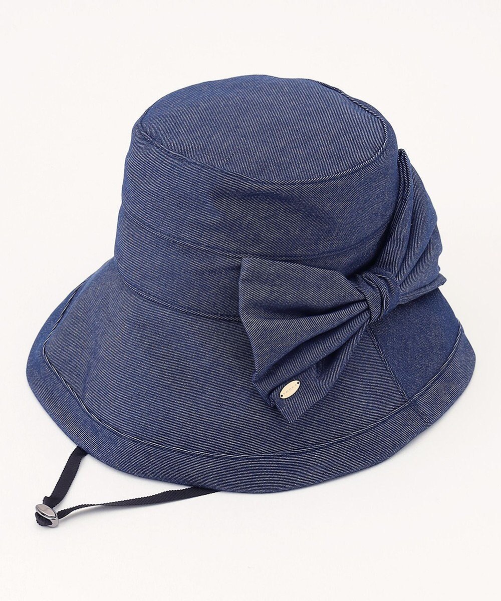 NEW 帽子 ハット 「UV99.9以上カット・吸水速乾・抗菌防臭・洗える・サイズ調整可」BIG RIBBON WIDE DENIM HAT 帽子 