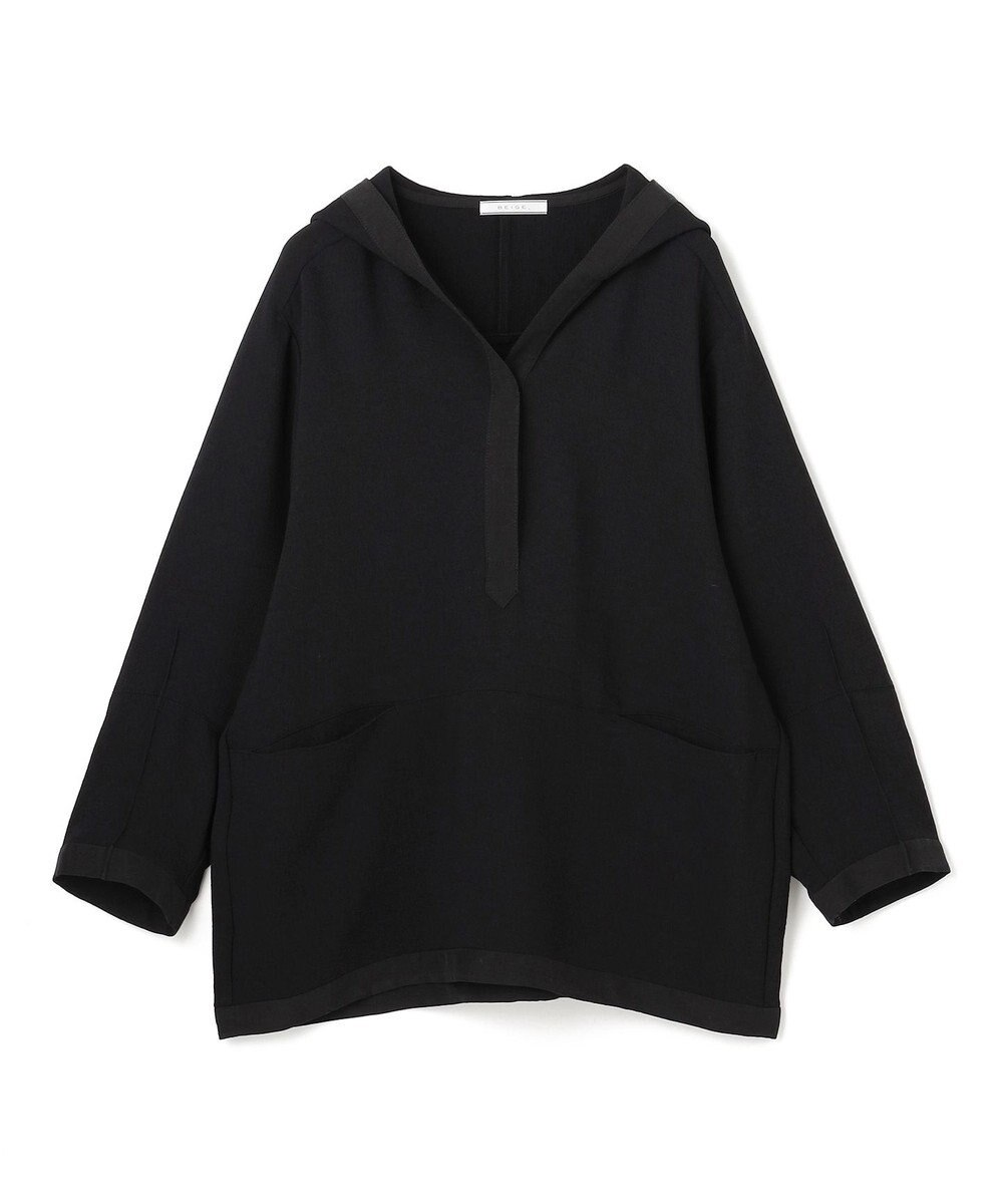 BEIGE， 【洗える】POMONA / Vネックフード付プルオーバー 