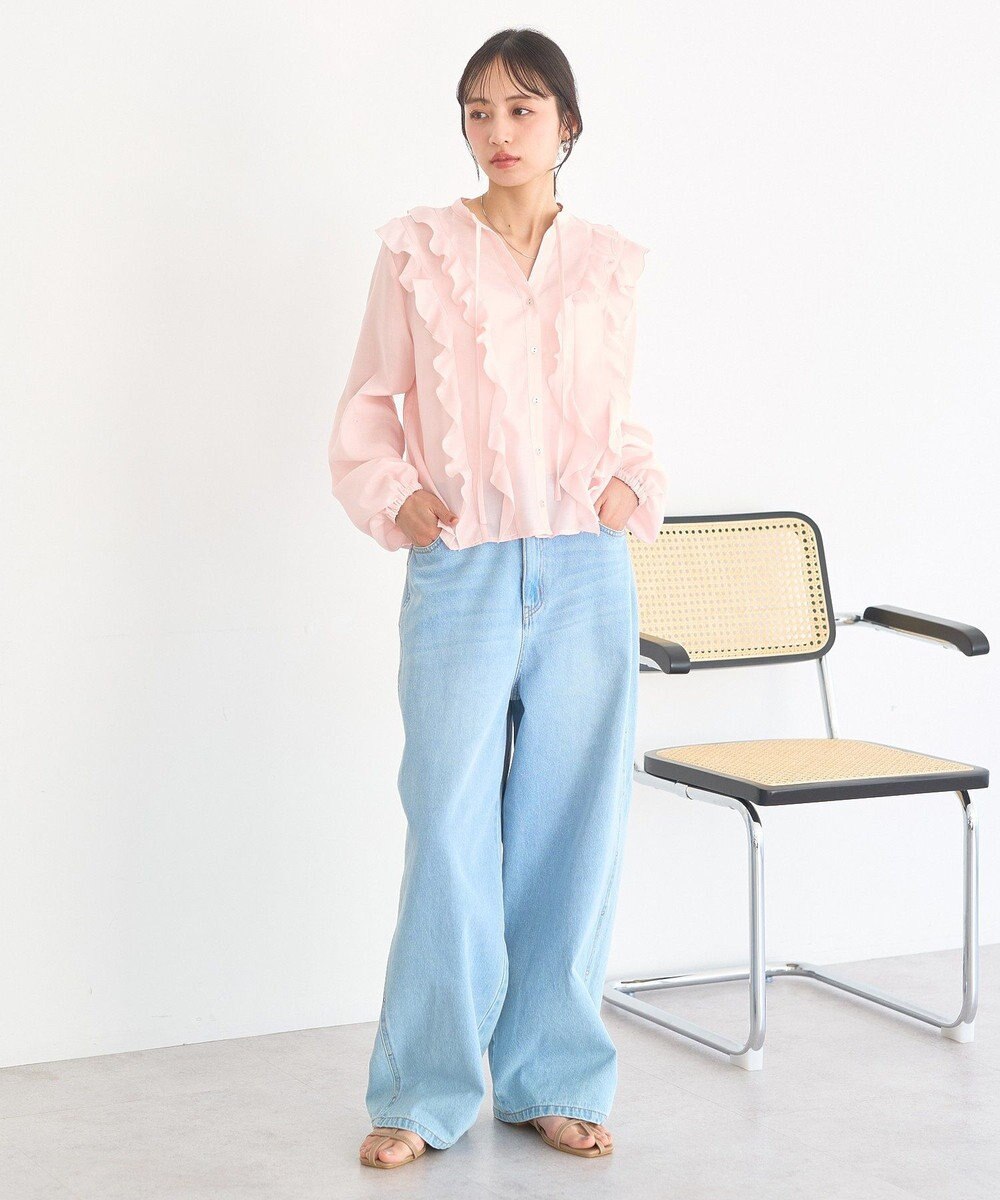 earth music&ecology フリルリボンブラウス 