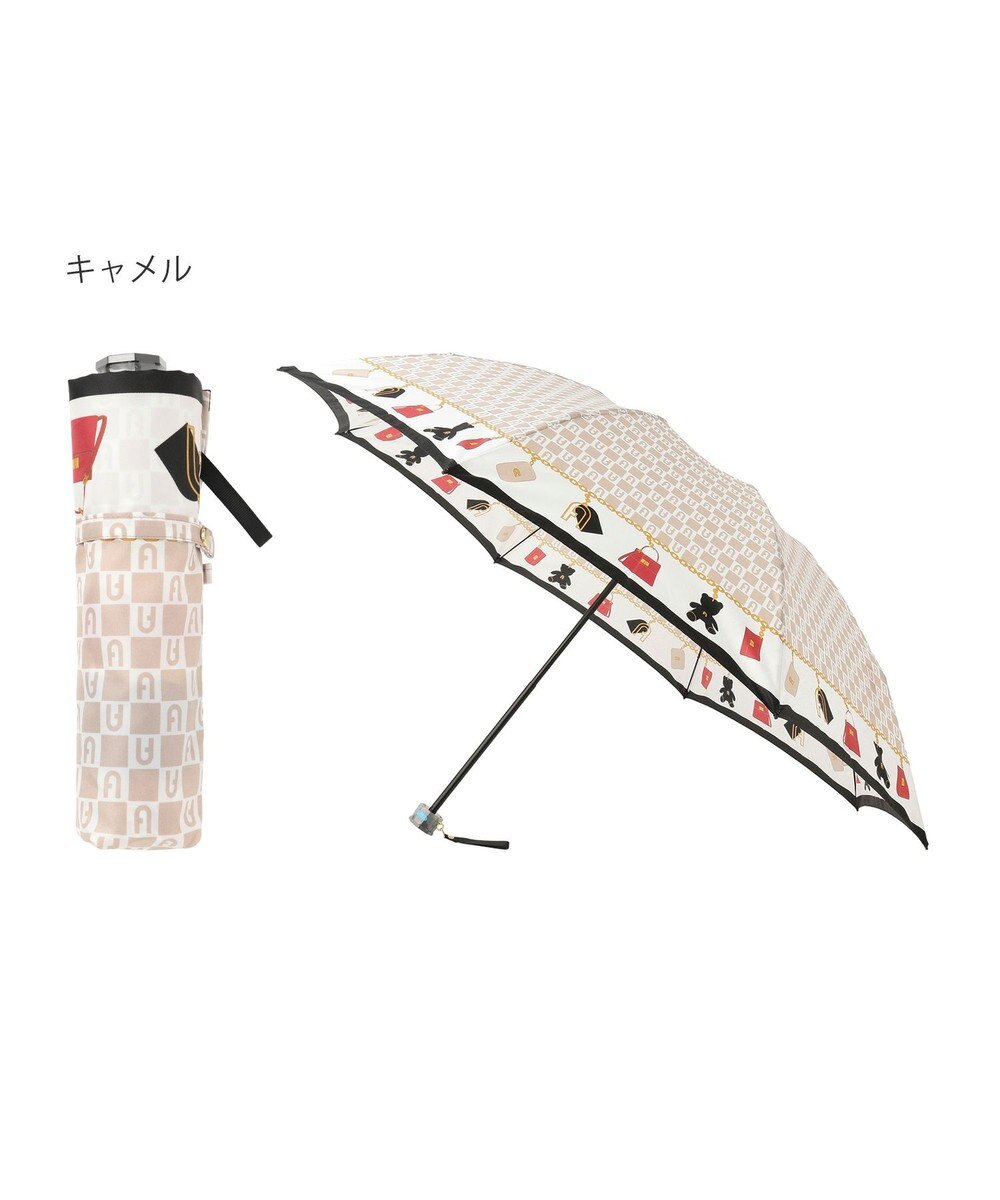 FURLA 折りたたみ傘 チャーム＆ロゴプリント UV 耐風 日本製 / MOONBAT 