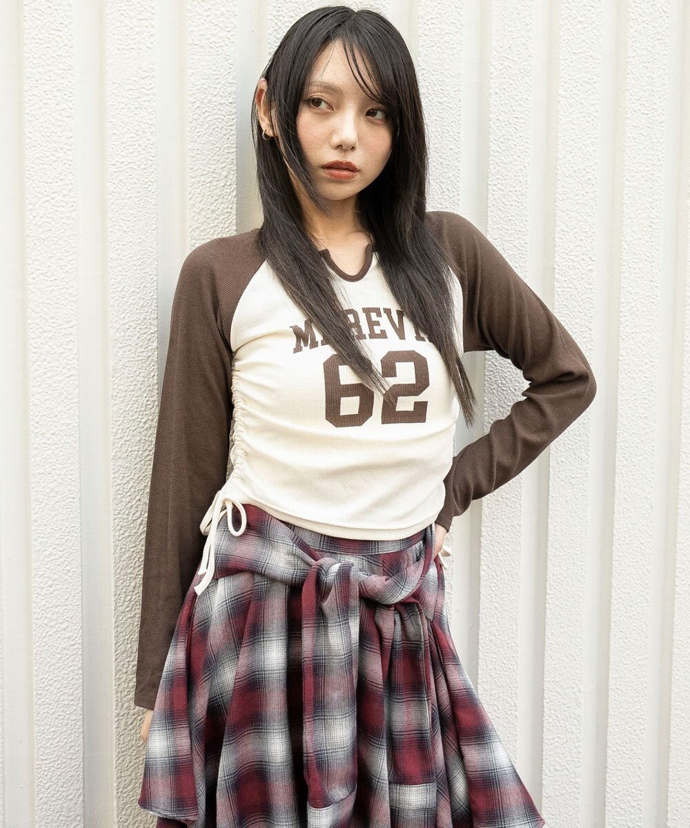 WEGO キーネックサイドドロストラグランロンT 