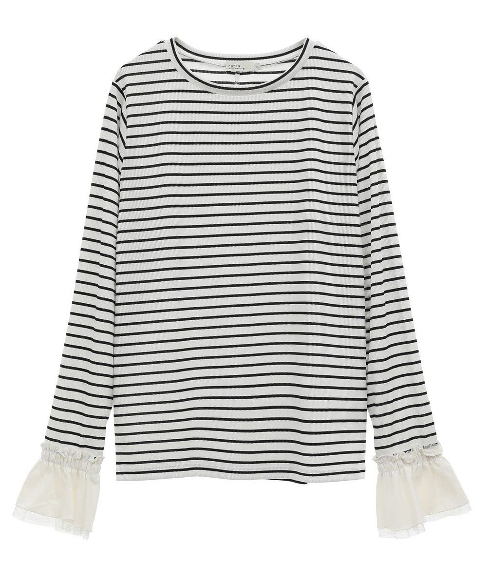 earth music&ecology フリルスリーブリブプルオーバー 