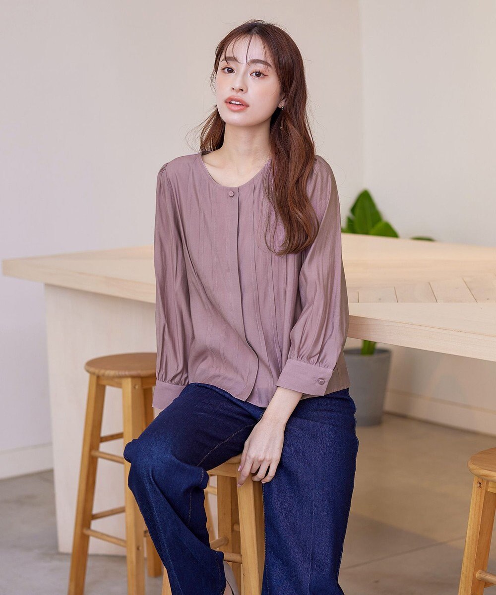 Tiaclasse 【洗える】シアーピンタックブラウス 