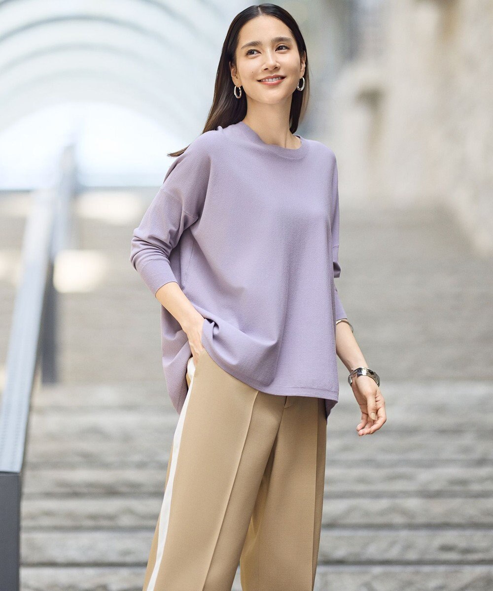 自由区 L 【WEB限定カラーあり】レーヨンストレッチ ニットT 