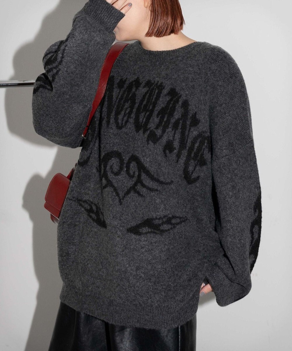 WEGO モチーフグラフィックフラッフィーニットプルオーバー 