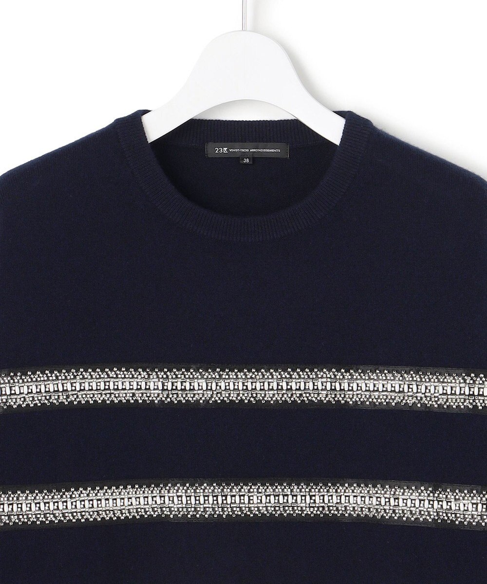 23区 【WEB&一部店舗限定/滝沢眞規子さん着用】ビジューボーダー ニット 