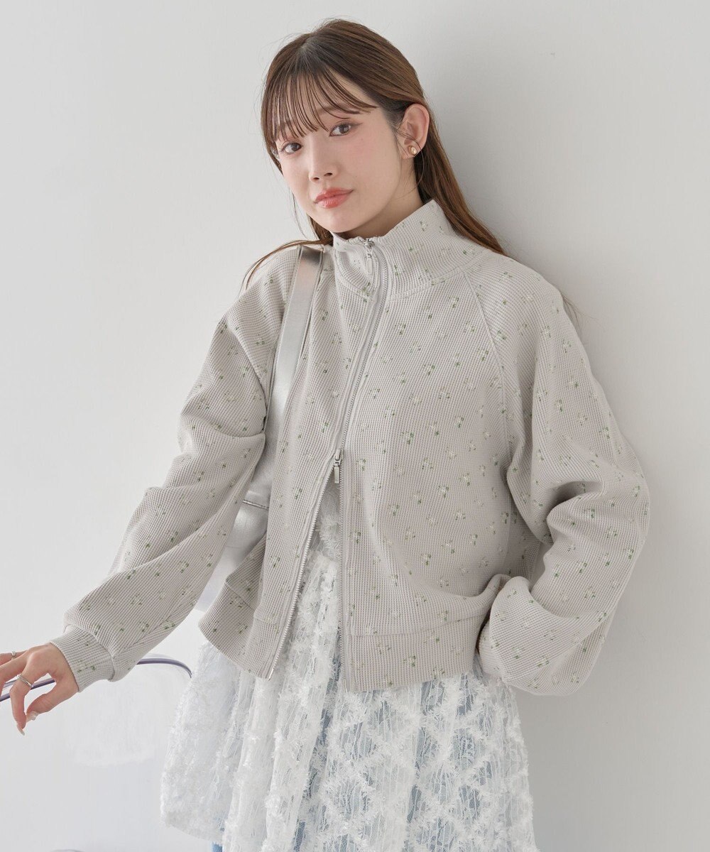 earth music&ecology 【予約】【綿100％】ダブルジップワッフルカーディガン 