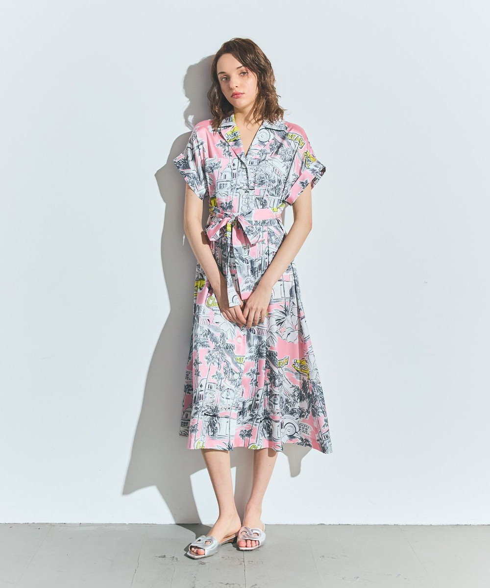 GRACE CONTINENTAL リゾートプリントツイルドレス 
