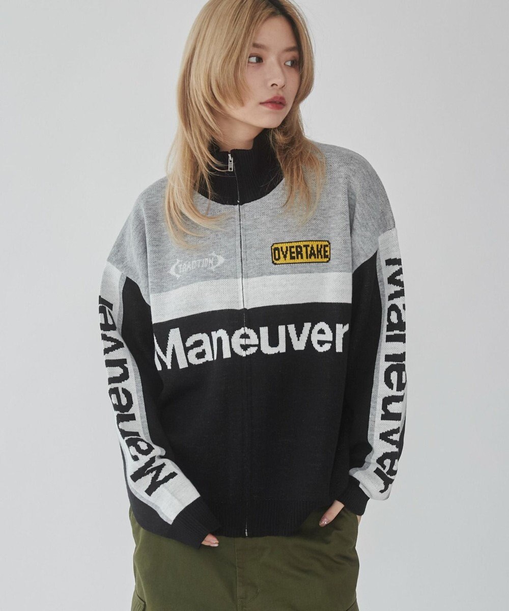 WEGO 【ユニセックス着用ITEM】レーシンググラフィックニットブルゾン 