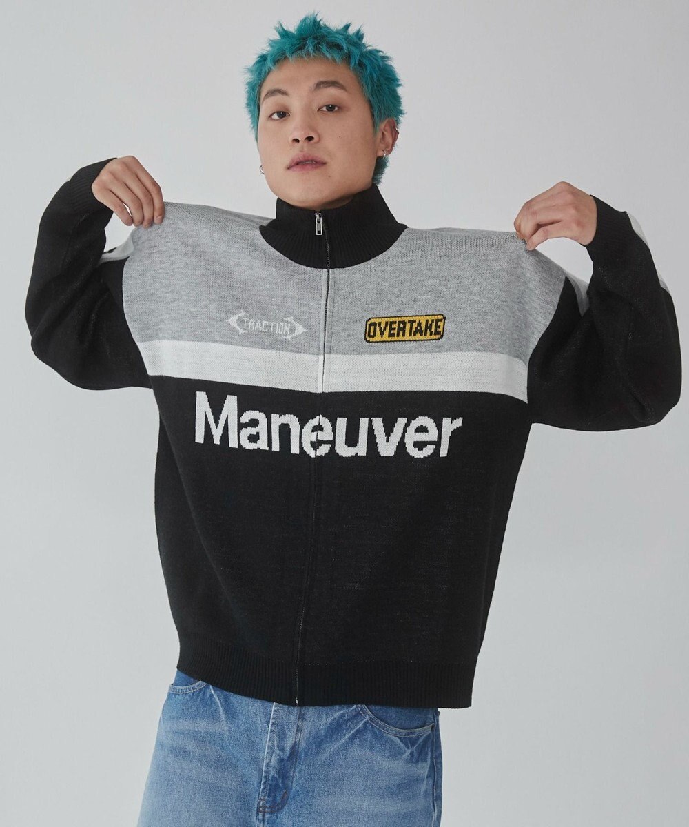 WEGO 【ユニセックス着用ITEM】レーシンググラフィックニットブルゾン 