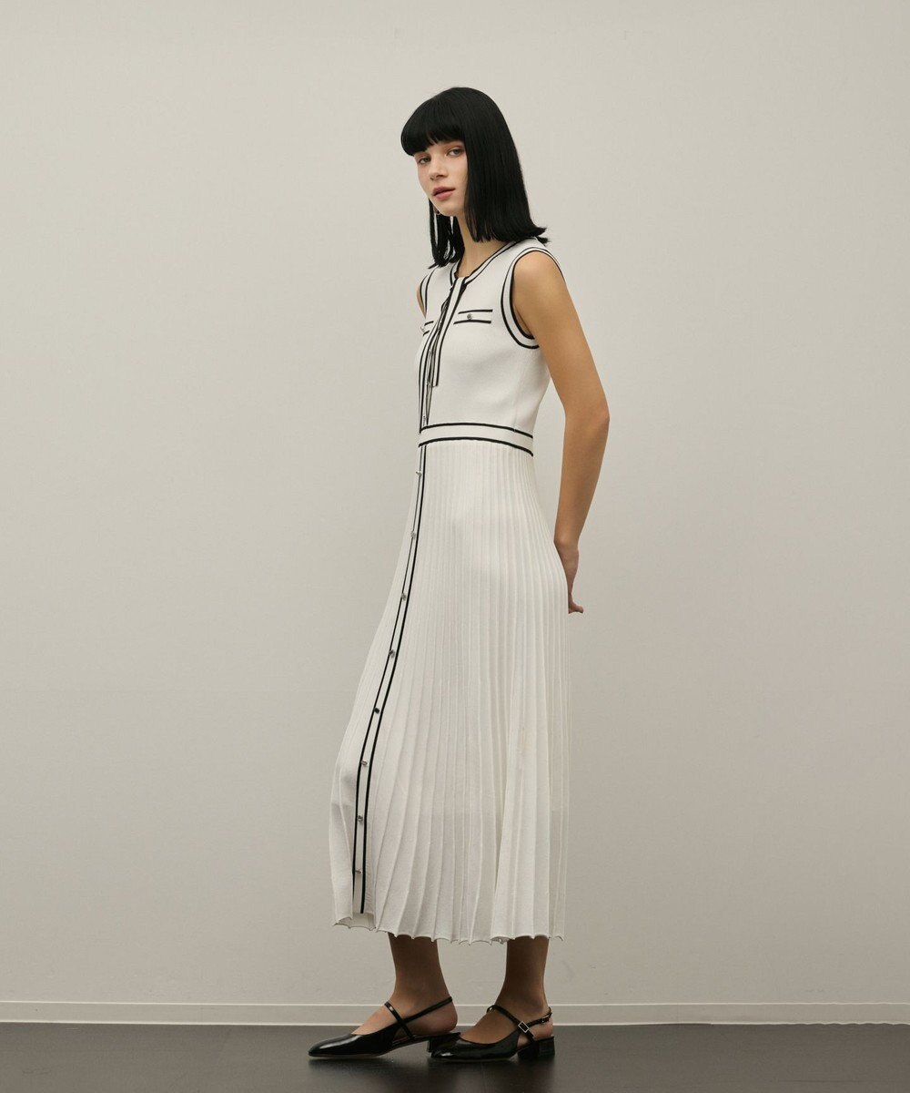 GRACE CONTINENTAL バイカラーボウタイニットワンピース 