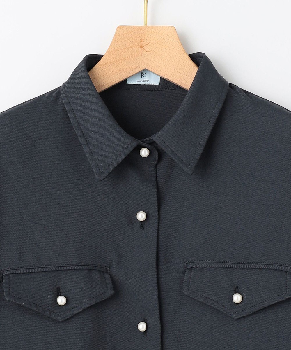 組曲 【サッシュベルト付き】パールボタンシャツワンピース 