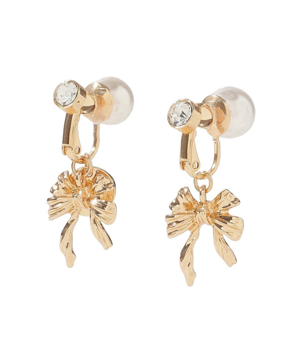 Maison de FLEUR カーリーリボンパールイヤリング 
