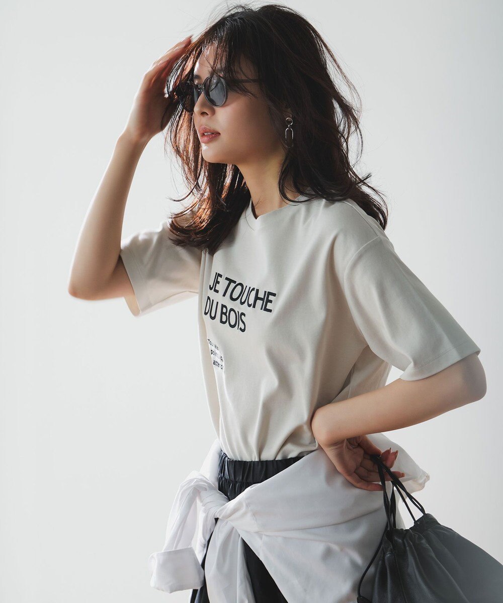 UNFILO L 【VERY掲載】BEAUTY FORM-T cotton ロゴ ハーフスリーブ Tシャツ 