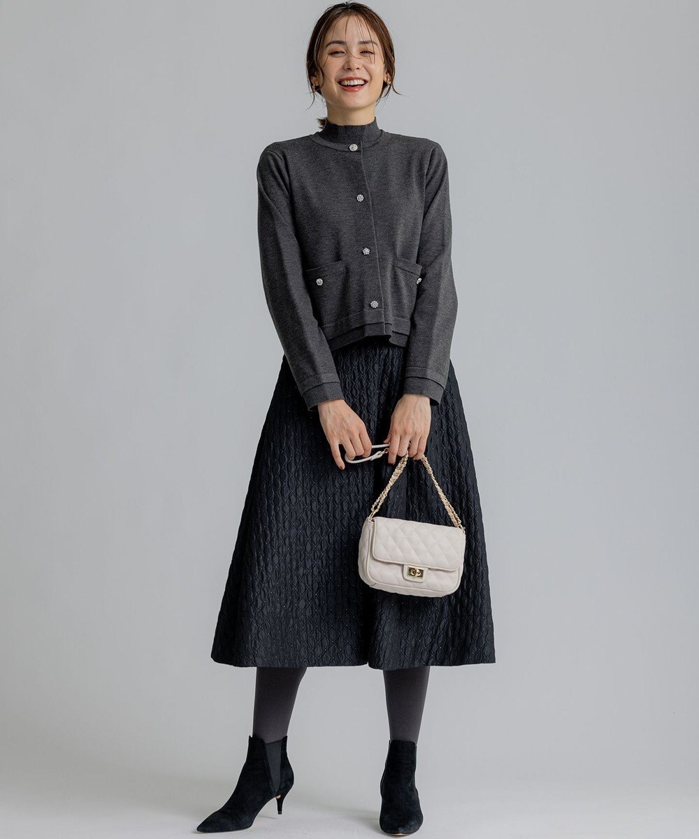 組曲 ジオメトリックフラワージャガード フレアスカート 