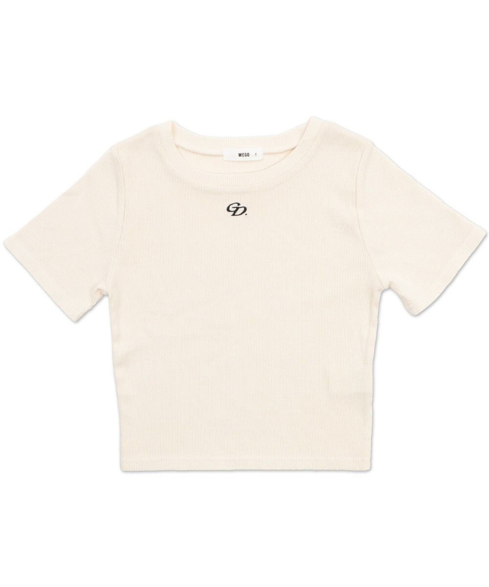 WEGO ヴィンテージウォッシュワンポイントリブT 