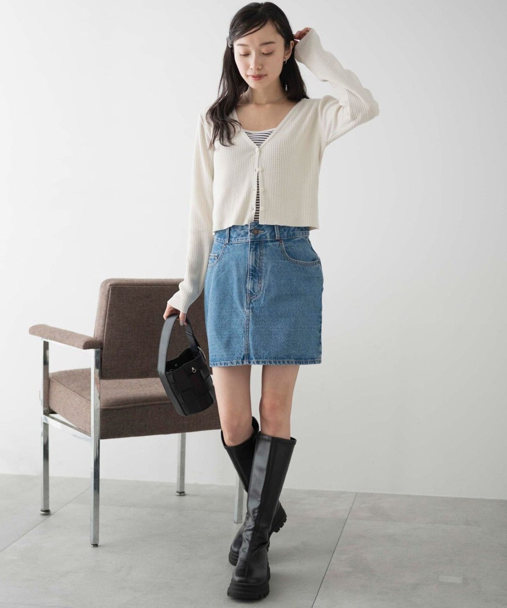 WEGO カラーリブショートカーデ 