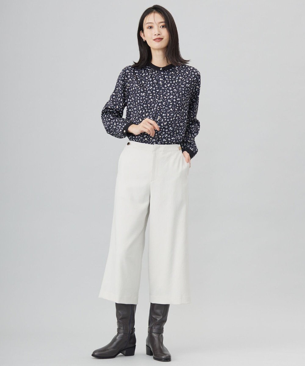 J.PRESS LADIES L 【洗える】スパンウェーブフラワープリント ブラウス 