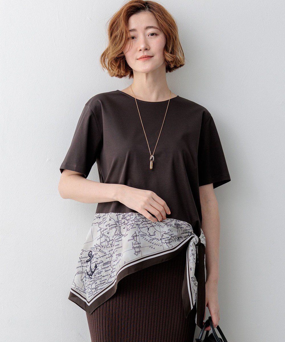 23区 S 【先行予約】スカーフコンビジャージー ウエストデザイン カットソー 