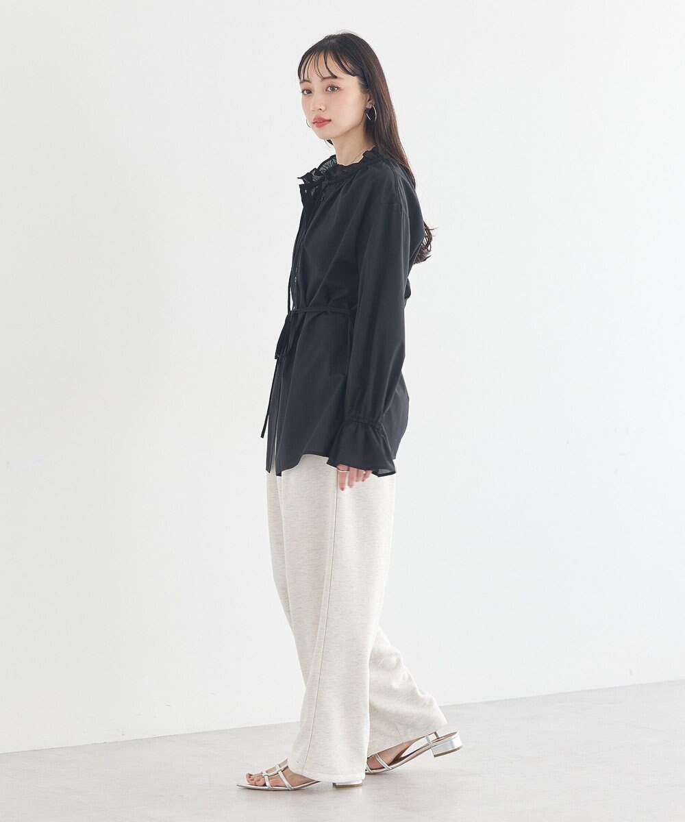 earth music&ecology 【イージーケア】TRキュプラダブルボタンフリルシャツ 