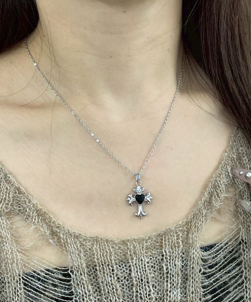 WEGO Lブラックストーンモチーフネックレス 