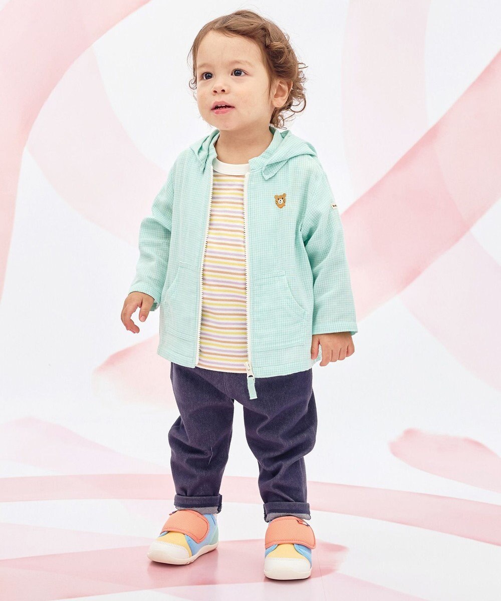 MIKI HOUSE HOT BISCUITS 【80-120cm】二重織ガーゼ素材 パーカ 