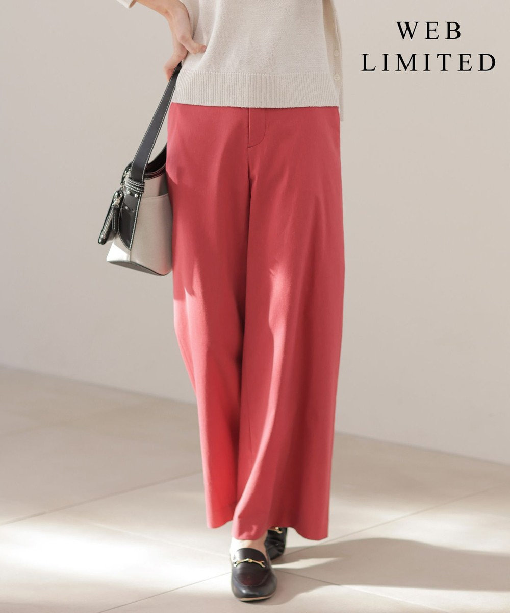 J.PRESS LADIES L 【WEB限定・人気素材・セットアップ対応】セルロースリネンストレッチ ワイドストレート パンツ 