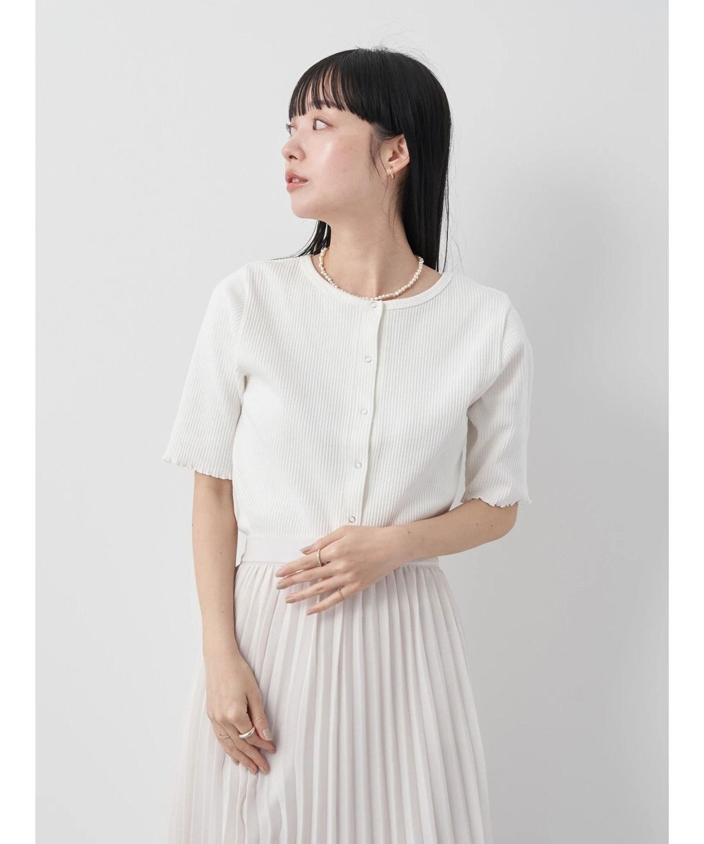 earth music&ecology ドットボタン５分袖リブプルオーバー 