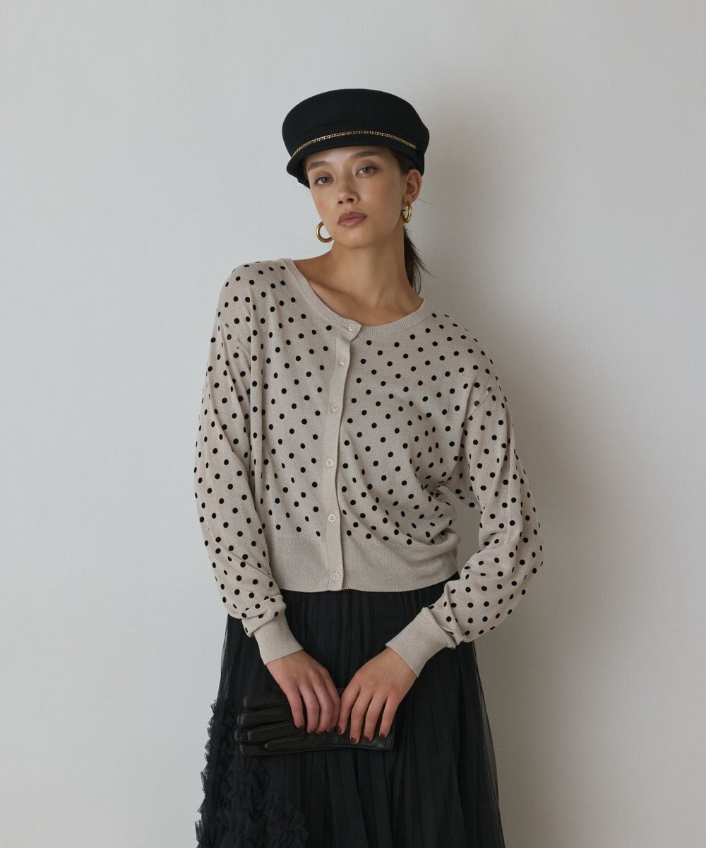 GRACE CONTINENTAL ドットフロッキーニットカーディガン 
