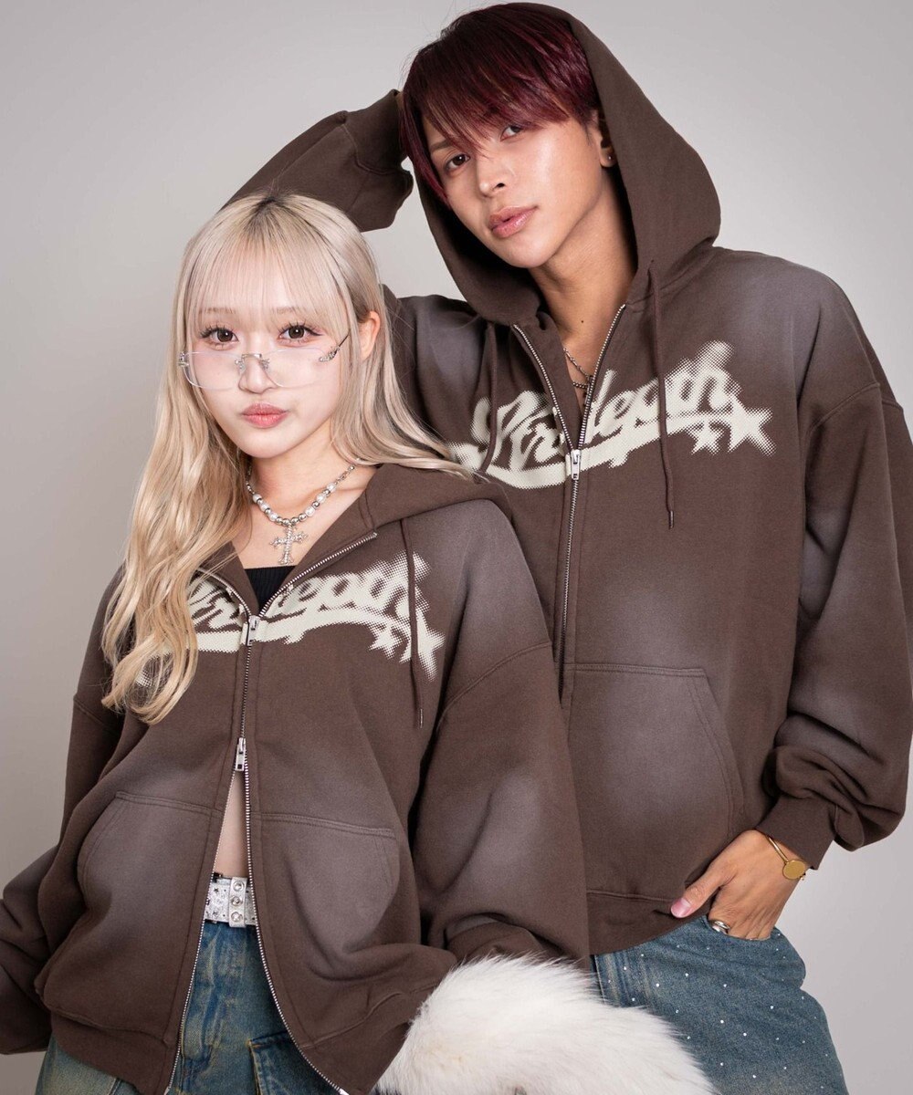 WEGO 【ユニセックス着用ITEM/MLサイズ展開】グラフィックZIPパーカー 