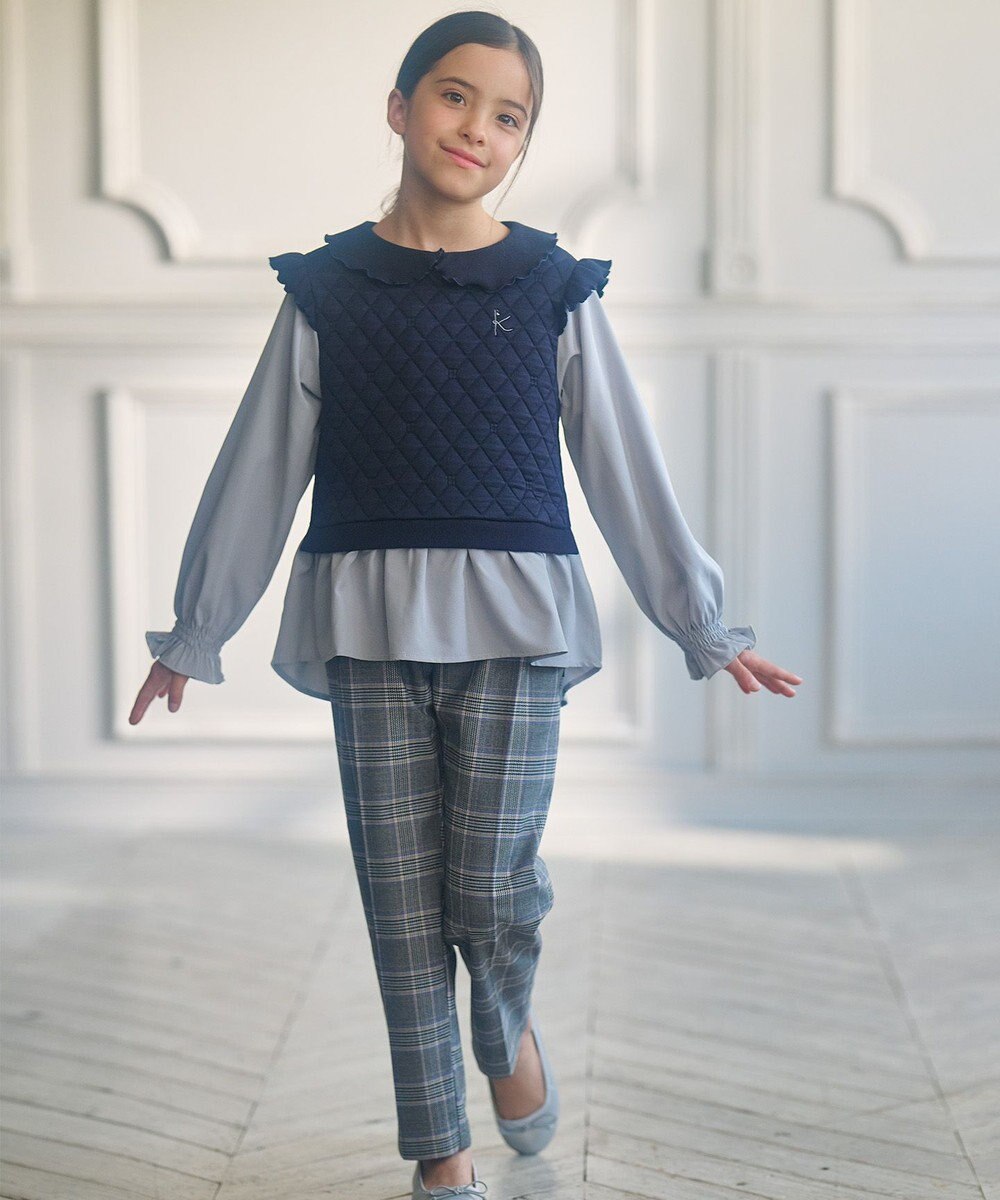 組曲 KIDS 【110-140㎝】フラワーキルトレイヤード トップス 