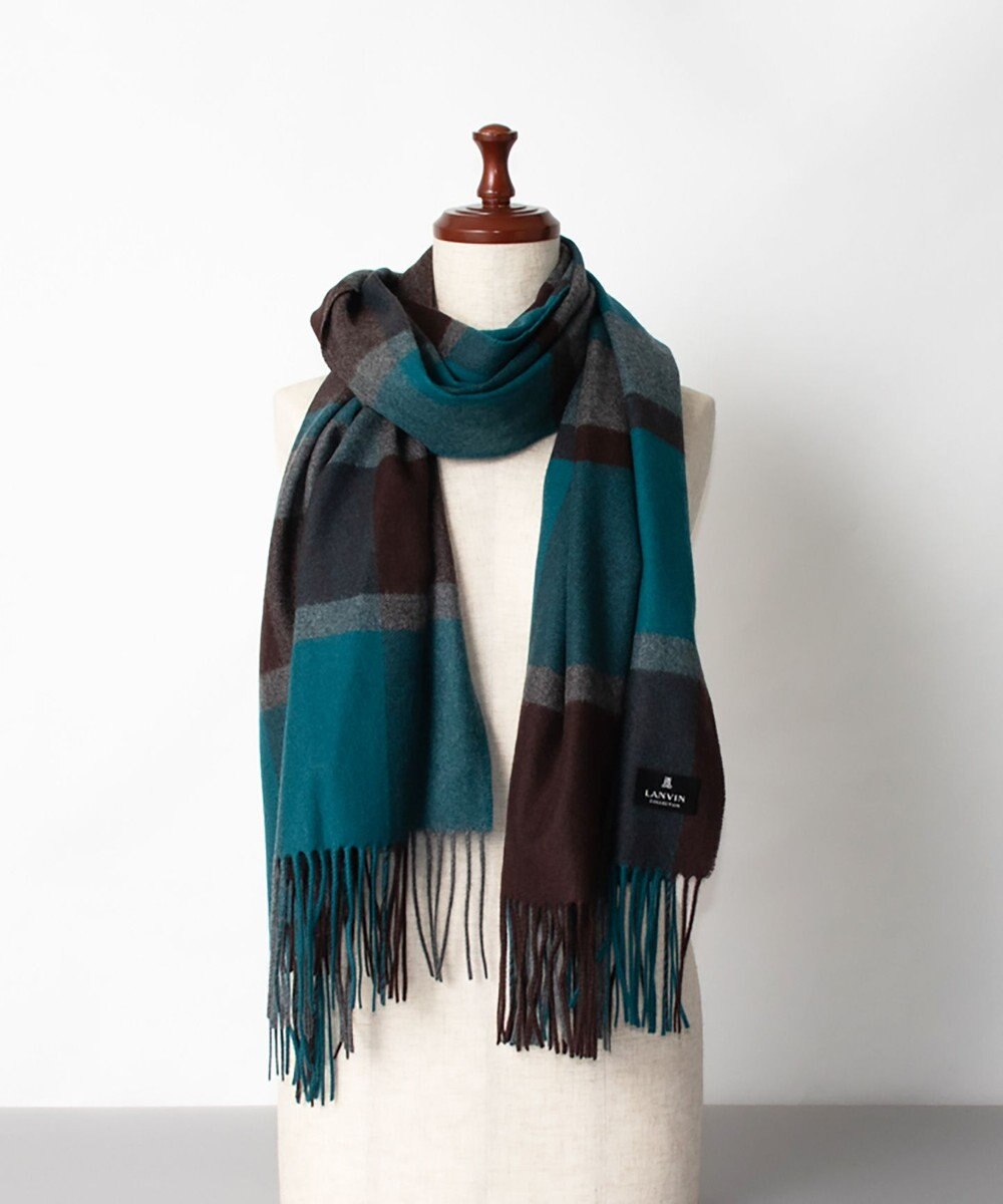 AURORA LANVIN COLLECTION ランバン コレクション カシミヤ  チェックストール 